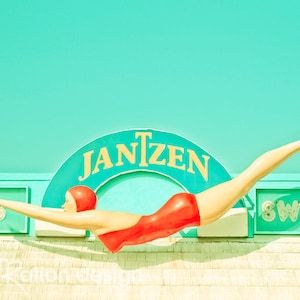 Diving Lady Sign • Jantzen Swimsuit • Antique Sign • Vintage Sign • Swimming Photo • Swimming Photo • Retro Art • Summer Photography Print
