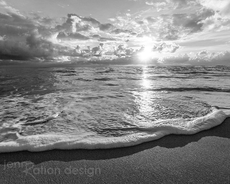 Black and White Beach Photography Sunrise Beach Photo Waves - Etsy