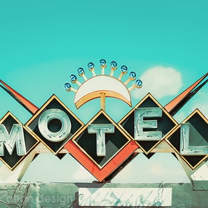 Neon Sign • Motel Sign Photo • Retro Motel • Sign Photography Print • Chevron Photo • Retro Art • Antique Sign • Vintage Sign