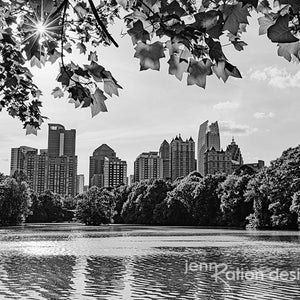 Atlanta Skyline, Atlanta Photography, Architecture, Piedmont Park, Downtown Atlanta Black and White Photo Print, Atlanta Wall Art