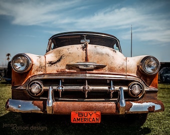 Old Car Photo • Abandoned Car • Rusty Car Photo • Buy American • Americana • Rustic Chevy • Classic Car  • Barn Find Photography • Old Chevy