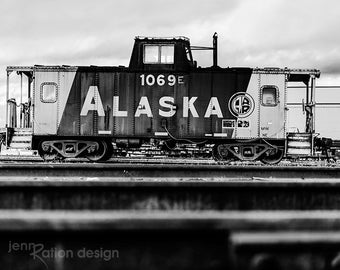 Alaska Train Photography, Train Wall Art, Railroad Photography, Locomotive Print, Black & White Train Print, Fairbanks Alaska Photography