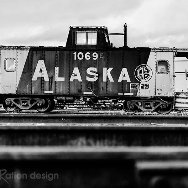 Alaska Train Photography, Train Wall Art, Railroad Photography, Locomotive Print, Black & White Train Print, Fairbanks Alaska Photography