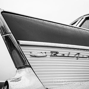 57 Chevy, Black & White 57 Chevy Wall Art, Fin Photography, 1957 Chevy Bel Air, Gift for Classic Car Lover, Photograph Print