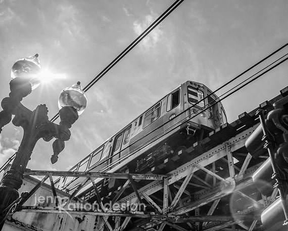 Chicago Photography, L Train Chicago, Subway Photo, Black & White Chicago Photo, Chitown Photo, Bridge Photo, City Photo Print Series