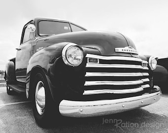 Chevy Truck Photo • Old Truck • Old Chevy • Rustic Truck • Classic Car • Black & White Truck Print • Barn Find Photography • Photo Art Print