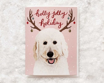 Labradoodle Christmas Card, Labradoodle Holiday Card, Dog Christmas Card, Dog Holiday Card, Illustrated Labradoodle Christmas card