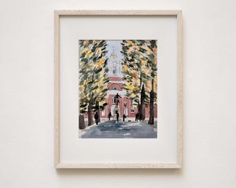 Paul Revere Art Print, Boston Art Print, Boston Painting, Paul Revere Painting, Old North Church, Boston MA, New England Art