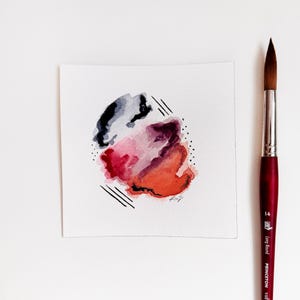Beginning - 5x5 Original Watercolor Abstract Painting, Watercolor Art, Original Art, Abstract Painting, Colorful Art