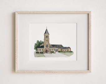 St Joseph Catholic Church Art Print, St Joseph Conway Arkansas, Conway, Arkansas, Arkansas Church Print, Arkansas Churches