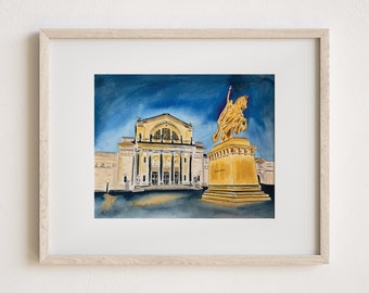 St. Louis Art Museum Print, St. Louis Print, Fine Art Print, Watercolor Print