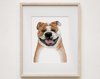 Bulldog Fine Art Print, Bulldog Painting, Dog Artwork, Dog Wall Decor, Gifts for Dog Lovers.