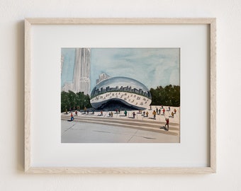 The Bean in Chicago Print, The Bean Watercolor Print, The Bean Chicago, Chicago Print, Chicago Art
