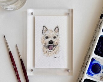 Mini Watercolor Pet Portrait, Miniature Pet Painting, Mini Pet Painting, Mini Pet Portrait, Pet Loss Gift