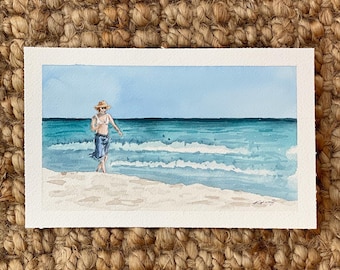 ORIGINAL PAINTING - Seaside Stroll Watercolor Painting | Beach Watercolor Painting | Beach Painting | Seaside Painting | Seaside, Florida