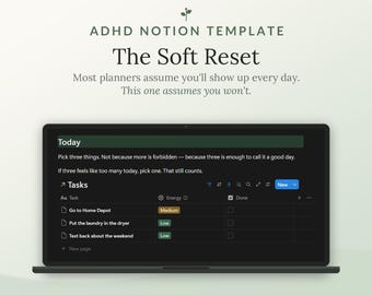 ADHD Notion Template: Planner, To-Do List, Brain Dump & Gentle Habits | The Soft Reset