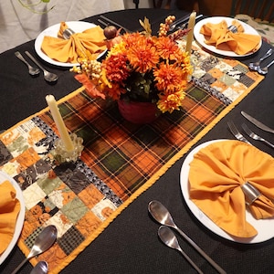 秋のテーブルランナー – ハーベストパッチワークの秋のテーブルデコレーション