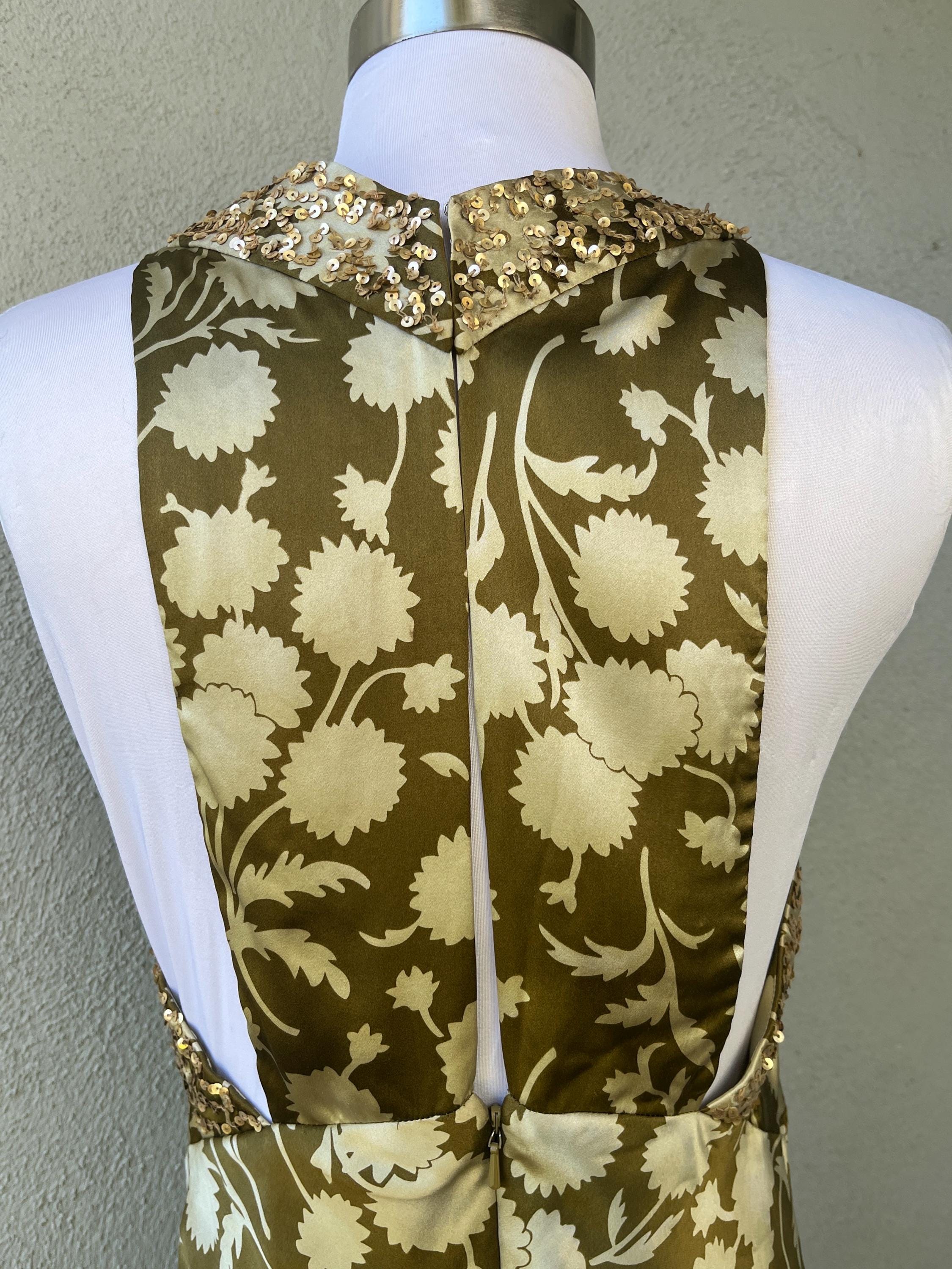 VTG Vera Wang Gold Label Olive Green Floral Bias Cut Silk Halter Formal  Dress 10 - Etsy