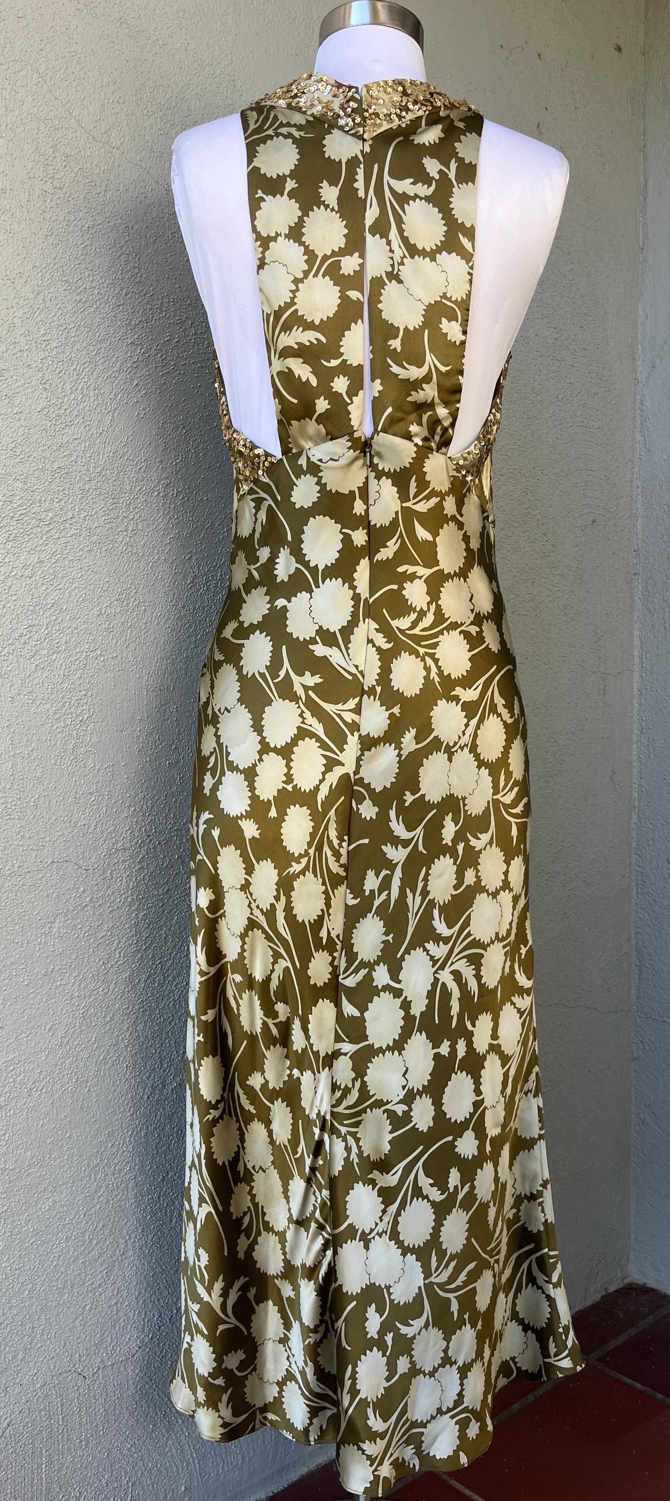 VTG Vera Wang Gold Label Olive Green Floral Bias Cut Silk Halter Formal  Dress 10 - Etsy