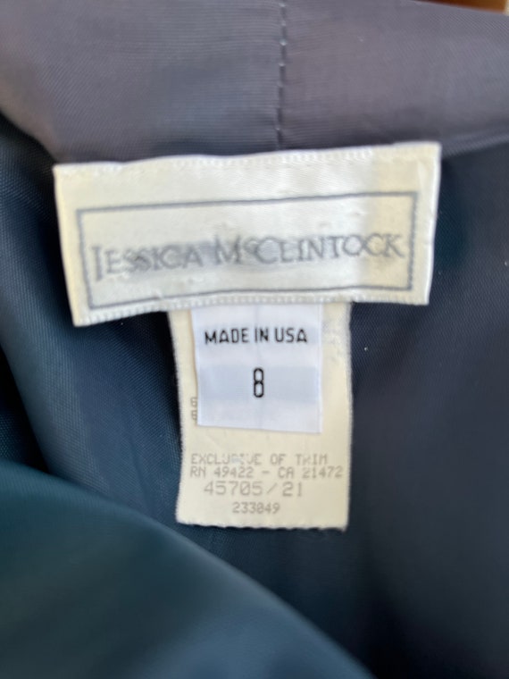 Vintage Jessica McClintock Teal Taffeta Puff Slee… - image 9