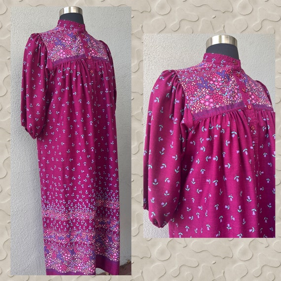 Vintage Robbie Bee Magenta Floral Midi Shift Dres… - image 3