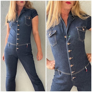 Vintage 1990s Tommy Hilfiger Jeans Blue Denim Jumpsuit Sz L