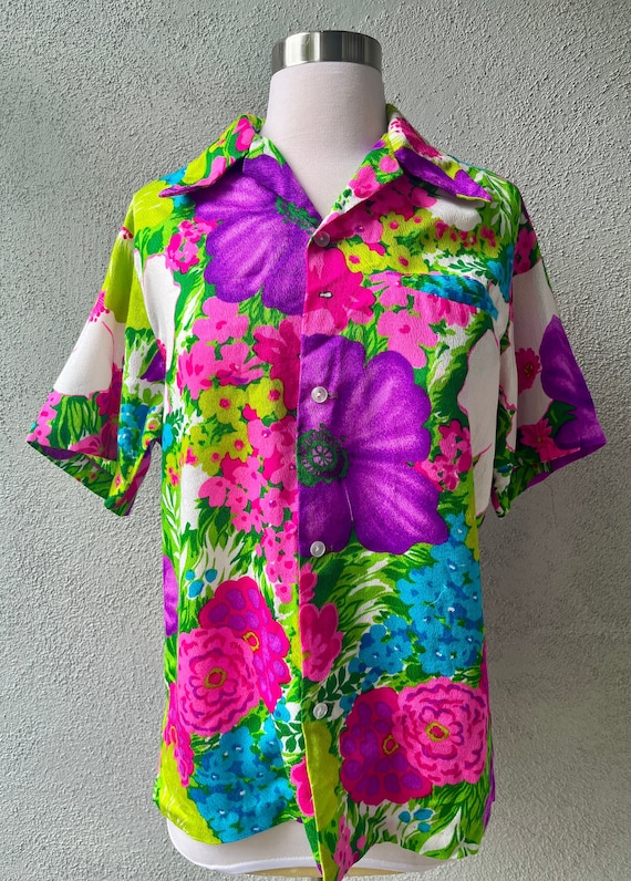 Vintage Pomare Tahiti Women’s Hawaiian Shirt Sz M
