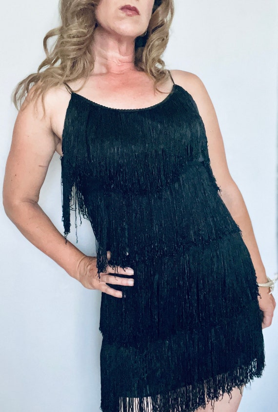 flapper mini dress 1920s Fringe & Sequin Flapper Dress