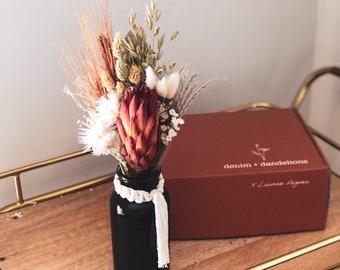 Natural Dried Flowers In Mini Bud Vase Mothers Day Gift Dried Flowers Arrangement Small Gift Rustic Home Decor Gift Birthday Gift