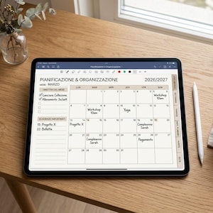 Planner Digitale 2026 2027 Italiano GoodNotes, Agenda Digitale Settimanale e Mensile iPad Tablet, Planner Finanziario Organizzatore Modello
