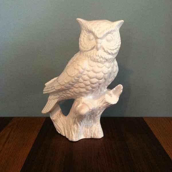 Vintage LARGE White Ceramic Owl