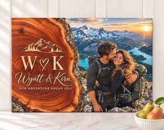 Adventure Photo Cutting Board, Hiking Couple Gift, Custom Picture Glass Cutting Board, Mountain Anniversary Gift, Hiker Gift