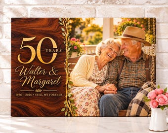 50th Anniversary Gift, Photo Cutting Board, Custom Picture Glass Cutting Board, Golden Anniversary Gift for Parents, Grandparents