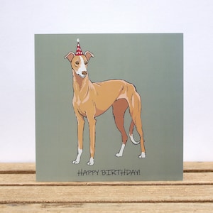 Whippet-hond verjaardagskaart - Whippet lover blanco kaart - grijze kaart van de hond - hond moeder/vader kaart - hondenliefhebber Whippet cadeau - windhond kaart