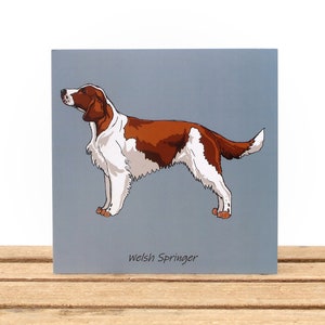 Welsh Springer Spaniel dog card Birthday or thank you card Dog mom/dad card Spaniel lover gift Square blank card Pet portrait image 1