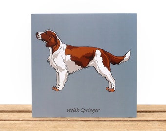 Welsh Springer Spaniel dog card - Birthday or thank you card - Dog mom/dad card - Spaniel lover gift - Square blank card - Pet portrait