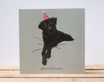 Zwarte Labrador hond verjaardagskaart - Grijs/grijze wenskaart van de hond - Lab Retriever eigenaar kaart - Hond moeder cadeau - Hondenliefhebber/trimmer cadeau