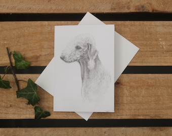 Bedlington Terrier dog card - Birthday card - Birthday or thank you card - Card for dog - Card from dog - Postcard for dog lover
