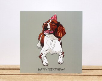 Springer Spaniel dog birthday card - Card from the dog - Dog mom/dad card - Spaniel lover gift - Available in 3 different colours