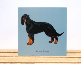 Gordon Setter dog card, dog lover gift - Blank inside birthday or thank you card - Dog mom/dad card or dog housewarming card