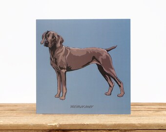 Weimaraner dog card, dog lover gift - Birthday or thank you card, dog mom/dad card - Dog friendship card, square blank card