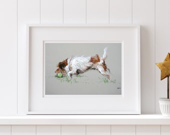 Jack Russell Terrier dog art print, Pet art wall art cute dog lover gift, From an original pastel sketch unmounted/matted ready to frame