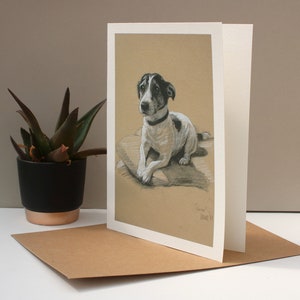 Jack Russell Terrier greetings card - Dog art card - Blank card or birthday card - From an original charcoal and chalk sketch
