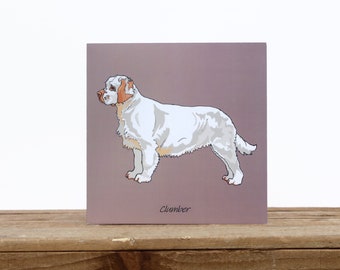 Clumber Spaniel dog card - Birthday or thank you card - Spaniel lover gift - Dog greeting card - Dog friendship card - Square blank card