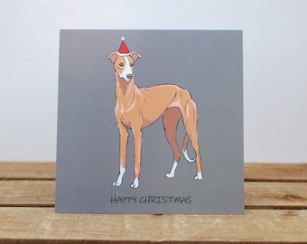 Whippet dog Christmas card - Sight hound Card from the dog - Dog mom/dad card - Whippet lover gift - Available in 3 different colours