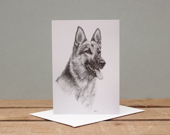 German Shepherd dog card - GSD card from dog - Alsatian dog birthday card - Friendship thank you card - Blank card for dog - Dog lover card