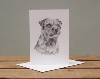 Border Terrier dog card - Card from dog birthday card - Friendship thank you card - Blank card for dog - Postcard for Terrier lover