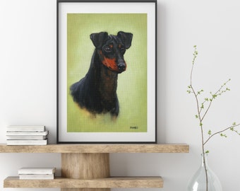 Manchester Terrier dog art print, fine art print ideal as a dog lover gift or terrier mum gift housewarming present