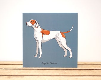 English Pointer dog card - Birthday or thank you card - Card from the dog - Dog mom/dad card - Pointer lover gift - Square blank card