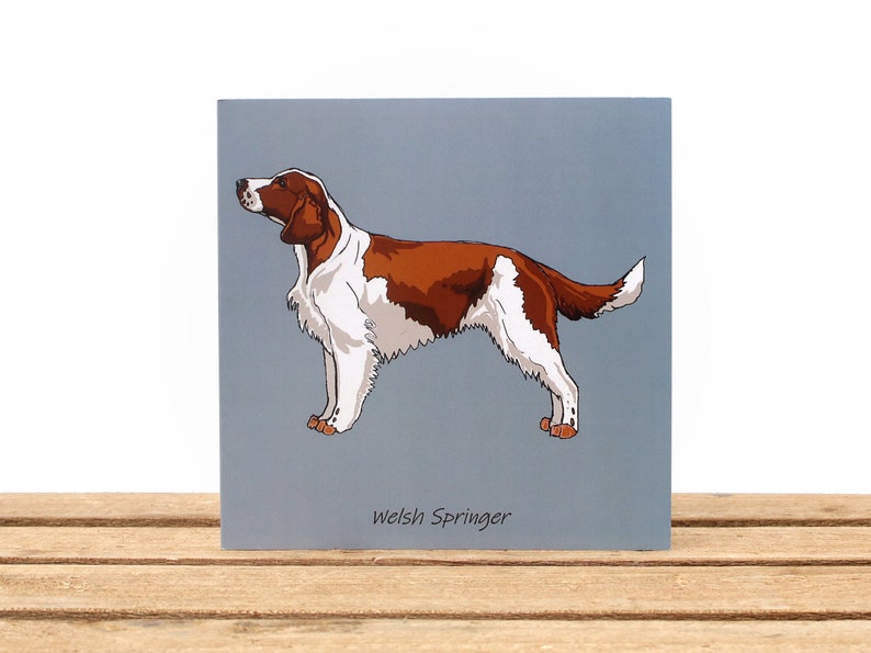Welsh Springer Spaniel dog card Birthday or thank you card Dog mom/dad card Spaniel lover gift Square blank card Pet portrait image 1